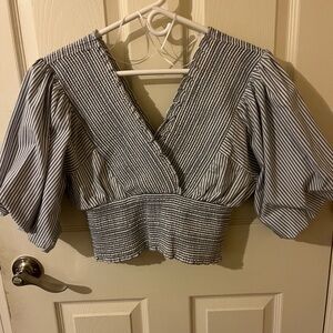 Abercrombie & Fitch Blue and White Striped Blouse